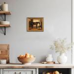 uniro Vintage Gold Framed Wall Art for Home Decor, Farmhouse Wall Decor Horse Canvas Artwork, Antique Animal Farm Poster Equestrian Wall Art for Nursery Wall Decor, Rustic Horse Aesthetic Picture for Bathroom, Living Room, Desktop decor - 8x10Inch