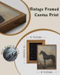ZZLWBKGL Vintage Horse Framed Wall Art Farmhouse Animal Canvas Wall Art Horse Dog Pictures Wall Decor Rustic Art Prints for Living Room Bedroom Study
