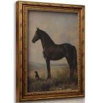 Vintage Gold Framed Horse Wall Art Horse and Dog Canvas Wall Decor Retro Rustic Farmhouse Animal Picture Rustic Horses Poster Artwork for Home Living Bedroom Farmhouse Hallway 9x11in