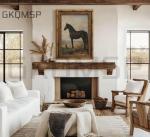 Vintage Gold Framed Horse Wall Art Horse and Dog Canvas Wall Decor Retro Rustic Farmhouse Animal Picture Rustic Horses Poster Artwork for Home Living Bedroom Farmhouse Hallway 9x11in