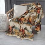 Retro Horse Flannel Throw Blanket Soft Cozy Blanket for Living Room Couch Sofa Bed 50 x 60 Inches