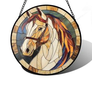 DASTOLL Stained Glass Window Hanging, Animal Horse Colored Mane Sun Catchers Glass Panel Cool Suncatcher Decor for Birthday for Women, Men, Wife, Aunt, and Mom 7.8 in