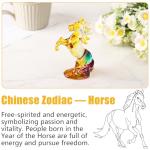 Waldeinsamkeit 4.3" Crystal Horse Statue Year of The Horse 2026 Crystal Figurine Gift Hand Blown Glass Horses Feng Shui Zodiac Collectible Figurine for Home Office Lucky Wealth Chinese New Year Decor