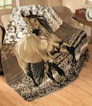 Western Horse Soft Fleece Throw Blanket, 63"x73"
