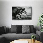 ARTISTIC PATH Horse Picture Animal Art Prints: Wild Black Stallion Graphic Artwork on Canvas for Walls (36" W x 24" H,Multi-Sized)