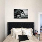 ARTISTIC PATH Horse Picture Animal Art Prints: Wild Black Stallion Graphic Artwork on Canvas for Walls (36" W x 24" H,Multi-Sized)