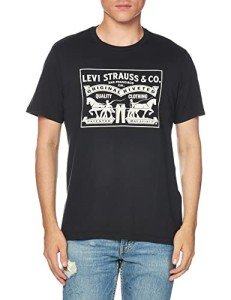 Levi's Men's 2-Horse Graphic Tee, (New) Mineral Black, Small