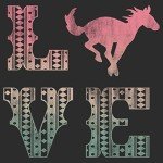 LOST GODS Girl's Horse Retro Love Text T-Shirt - Black - Large