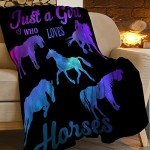 Horse Throw Blanket Ultra Soft Cozy Plush Just A Girl Who Loves Horses Flannel Fleece Blankets Lightweight Fuzzy Warm Animal Party Blanket All Season Gifts for Boys Girls Bed Couch Sofa 50"x40"