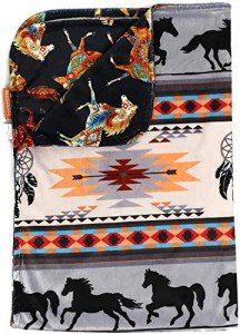 Dear Baby Gear Deluxe Double Layer Baby Blanket - Gender Neutral Infant Blankets for Girls & Boys - Nursery Blanket for Newborn - Toddler Blankets - Southwestern Tribal Horses Print- 38x29