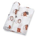 LollyBanks Muslin Swaddle Blankets for Boys, Large 47 x 47 Inches Swaddles for Newborns, 100% Cotton Breathable and Lightweight Baby Blanket, Baby Essentials, Registry (Cowboy and Horseshoe 2 Pack)