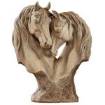 Touch of Class Loving Horses Table Sculpture Tan - Light Brown - Made of Resin - Display Decor for Horse Lovers Bedroom, Living Room - Animal Head Bust Statues - Nuzzling Equine