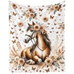 Homieblanket Horse Blanket for Boys Girls, Cool Horse Themed Design Printed Throw Blankets for Kids Lap, Chair Sofa, Warm Soft Cozy Blanket, 40"x 50"