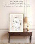 iHery Natural OAK Wood Abstract Boho Horse Drawing Framed Wall Art, 12x16 in Minimalist Animal One Line Sketch Canvas Wall Decor,Modernist Neutral Earth Tones Set of 1 Bedroom Living Room Bathroom
