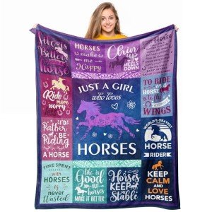Loxezom Horse Gifts for Girls Women, Horse Blanket for Girls, Best Gifts for Horse Lovers Girls, Just A Girl Who Loves Horses, Horse Lovers Christmas Birthday Gifts Decor Throw Blanket 60" x 50"