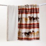 CARSTENS, INC. Wrangler Ultra Premium Super Soft Plush Sherpa Fleece Oversized Throw Blanket 54" x 68", Running Horses