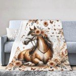 Homieblanket Horse Blanket for Boys Girls, Cool Horse Themed Design Printed Throw Blankets for Kids Lap, Chair Sofa, Warm Soft Cozy Blanket, 40"x 50"