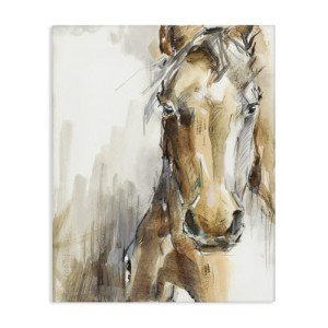 Stupell Industries Horse Portrait Orange Brown Animal Watercolor Painting Canvas Wall Art Design By Artist Ethan Harper, 24 x 30, Gallery Wrapped Canvas