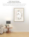 iHery Natural OAK Wood Abstract Boho Horse Drawing Framed Wall Art, 12x16 in Minimalist Animal One Line Sketch Canvas Wall Decor,Modernist Neutral Earth Tones Set of 1 Bedroom Living Room Bathroom