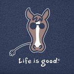 Life is Good. Womens Crusher Tee Horse, Darkest Blue-XL