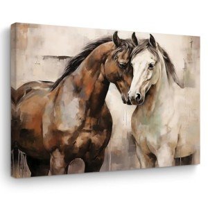 TBT Retro Horse Decor Canvas Wall Art - Vintage Country Horse Stuff - Framed Poster Prints for Home, Farmhouse, Bathroom, Bedroom, Living Room - 15" x 11.4"