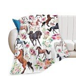 Horse Blanket for Girls Beautiful Horse with Wreath Throw Blanket, Ultra Soft Warm Fleece Blanket for Couch Bedding Living Room, Horse Gifts Flannel Blanket for Women 40"x50"