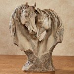 Touch of Class Loving Horses Table Sculpture Tan - Light Brown - Made of Resin - Display Decor for Horse Lovers Bedroom, Living Room - Animal Head Bust Statues - Nuzzling Equine