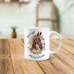PUHEI Just A Girl Who Loves Horses 11 Ounces Ceramic Mug Cup, Floral Horse Coffee Tea Mug Cup, Gifts for Horse Lovers Horse Riders Girls Women