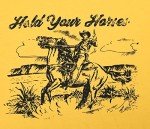 Hold Your Horses T Shirt Women Funny Rodeo Graphic Tees Vintage Cowboy Vacation Short Sleeve Shirts Tops (L, Yellow)