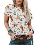 Western Shirts Women Cowgirl Shirt: Vintage Western Rodeo Tshirt Cactus Horse Graphic Tees Short Sleeve Tops