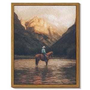 InSimSea Wall Art Framed Canvas for Living Room - Retro Horse Canvas Wall Decor Trendy Eclectic Vintage Landscape Artwork Prints Home Decor Gallery Picture Oil Painting Boho Office Wall Decor 8x10In