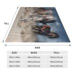 Horse Throw Blanket Gift, Soft Warm Fuzzy Plush Blanket, Smooth Cozy Flannel Blanket for Bed/Couch/Camping (60"x50", Five Horse)