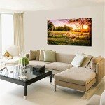 KREATIVE ARTS - Large Size Horse of a Farm Canvas Prints Wall Art Picture Modern Sunset Landscape Wild Animal High Definition Print Painting for Hotel Wall Decor Ready to Hang 20x36inch