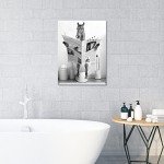 Funny Horse Bathroom Canvas Wall Art Black and White Fun Picture Farmhouse Bathroom Wall Decoration Horse Sitting on Toilet Reading Newspaper Bathroom Artwork Horse Art Ready to Hang 12" x 16"