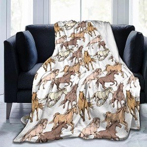 Horse Soft Blanket All Season Fuzzy Throw Warm Lightweight Blanket Fleece Throws Flannel Blankets for Bed Sofa Couch Travel Home Living Room Decor 50"X60"
