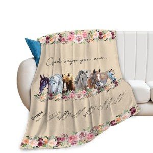 Horse Blanket Horse Decor God Says You Are Throw Blanket Super Warm Soft Plush Lightweight Fleece Flannel Bible Verse Blanket Horse Gifts for Women Girls Boys Men Kids for Winter Couch Bedding 40"X50"