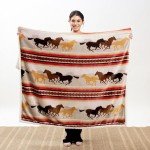 CARSTENS, INC. Wrangler Ultra Premium Super Soft Plush Sherpa Fleece Oversized Throw Blanket 54" x 68", Running Horses