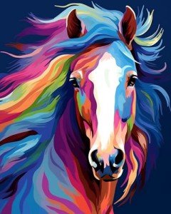Maomaomi Paint by Numbers DIY Acrylic Painting Kit for Kids & Adults Beginner – 16" Wx20 L Colorful Horse Head Pattern