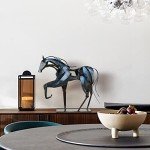 SunBlogs Art Handmade Horse Statue - Unique Rustic Decor for Office & Home - Hand-Painted Metal Sculpture - Perfect Handicraft Gift for Horse Lovers (Blue)