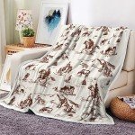 Western Cowboy Throw Blankets, Wild West Cowboy Ride Horse Desert Cactus Cozy Warm Bed Couch Blanket, Farmhouse Country American West Theme Fleece Flannel Throws to Decorate the Room and Bedroom