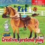 Sunny Days Entertainment | Quarter Horse with Moveable Head, Realistic Sound and 14 Grooming Accessories | Blue Ribbon Champions Deluxe Toy Horses