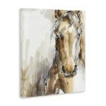 Stupell Industries Horse Portrait Orange Brown Animal Watercolor Painting Canvas Wall Art Design By Artist Ethan Harper, 24 x 30, Gallery Wrapped Canvas