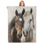 VANZEV Horse Blanket,Animal Flannel Throw Blankets,Soft Warm Lightweight Cozy Plush Horses Throws for Bedroom Sofa Home Decor Gifts for Women Girls 50"x60"