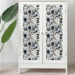 MuralPeel Dark Blue/Yellow Leaf Floral Vintage Ink Navy Plant Peel and Stick Wallpaper Easy Peel Off Self Adhesive Removable Stick on Wall Paper for Kitchen Cabinet Renter Friendly
