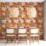 HAOKHOME Boho Peel and Stick Wallpaper Floral Wall Paper Removable for Bedroom Orange/Pink/Orange Contact Paper 17.3in x 9.8ft