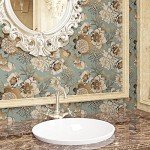 ReWallpaper 17.5in X 23ft Peel and Stick Wallpaper Antique Gold Teal Floral & Birds Self Adhesive Removable Floral Wallpaper for Bedroom Renter Friendly Floral Contact Paper for Walls Cabinets Shelves