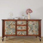 ReWallpaper 17.5in X 23ft Peel and Stick Wallpaper Antique Gold Teal Floral & Birds Self Adhesive Removable Floral Wallpaper for Bedroom Renter Friendly Floral Contact Paper for Walls Cabinets Shelves