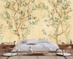 Wmjurel Modern Flower and Bird Pattern Wallpaper, Large Background Wall Mural, Suitable for Bedroom Living Room Background(Non-self-Adhesive)