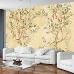 Wmjurel Modern Flower and Bird Pattern Wallpaper, Large Background Wall Mural, Suitable for Bedroom Living Room Background(Non-self-Adhesive)