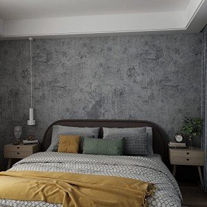 3yecao 24"591" Darker Grey Blue Black Concrete Wallpaper Peel and Stick 3D Textured Cement Contact Paper Matte Vinyl Wrap Removable Wall Stickers for Walls Bedroom Garage Bathroom